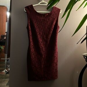 Little lace burgundy dress. Size tag is missing.
